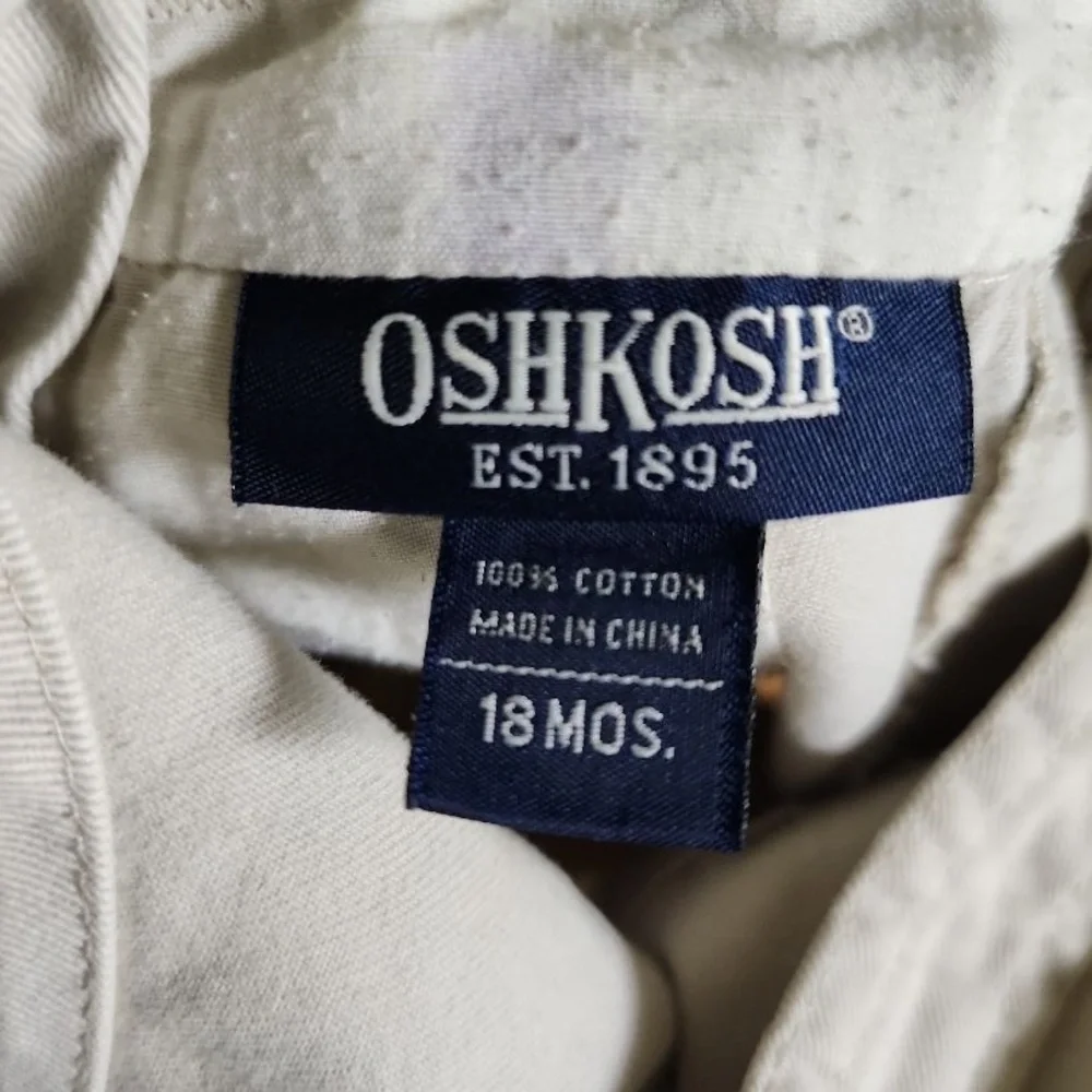 OshKosh‎ B'gosh Kids Shortalls Size 18 MOS Beige Adjustable Straps Playful